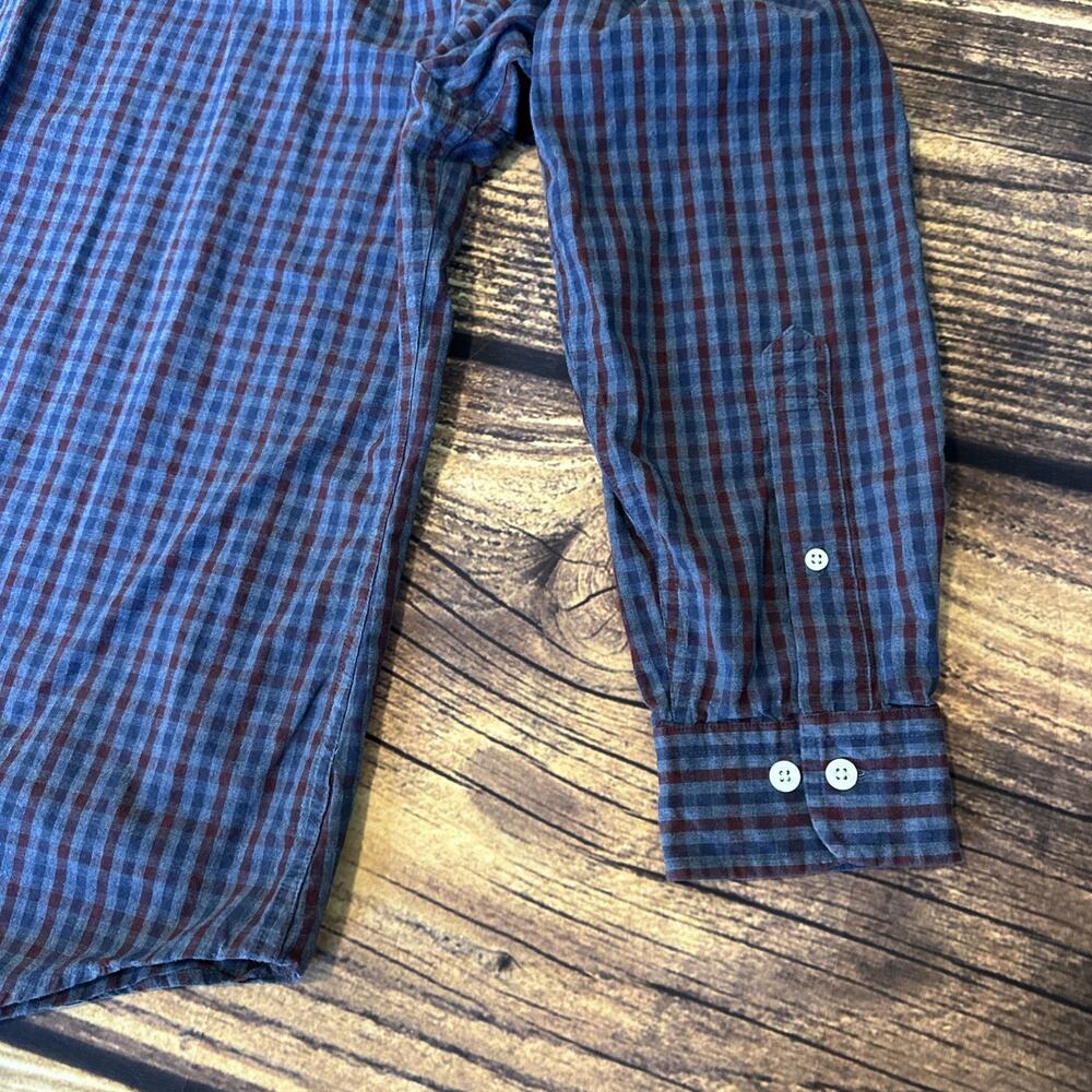 Brooks Brothers Mens Button Down Shirt Long Sleeve Checkered Blue Red Large - Picture 8 of 9